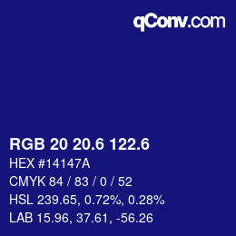 カラーコード: RGB 20 20.6 122.6 | qconv.com