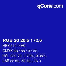カラーコード: RGB 20 20.6 172.6 | qconv.com