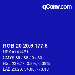 カラーコード: RGB 20 20.6 177.6 | qconv.com