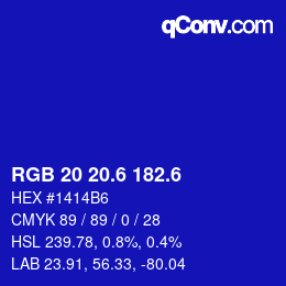 カラーコード: RGB 20 20.6 182.6 | qconv.com