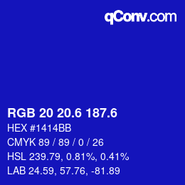 カラーコード: RGB 20 20.6 187.6 | qconv.com