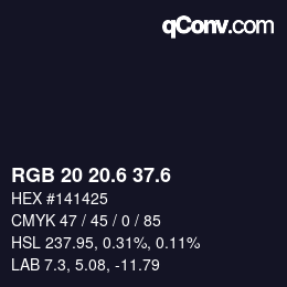 カラーコード: RGB 20 20.6 37.6 | qconv.com