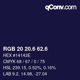 カラーコード: RGB 20 20.6 62.6 | qconv.com