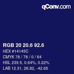 カラーコード: RGB 20 20.6 92.6 | qconv.com