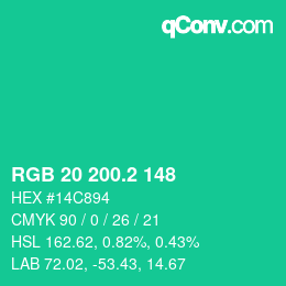 カラーコード: RGB 20 200.2 148 | qconv.com