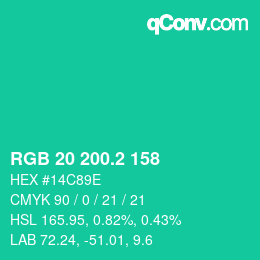 カラーコード: RGB 20 200.2 158 | qconv.com