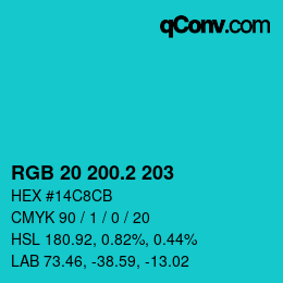 カラーコード: RGB 20 200.2 203 | qconv.com