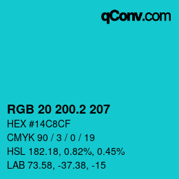 カラーコード: RGB 20 200.2 207 | qconv.com