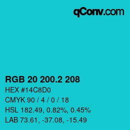 カラーコード: RGB 20 200.2 208 | qconv.com