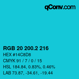 カラーコード: RGB 20 200.2 216 | qconv.com