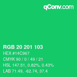 Color code: RGB 20 201 103 | qconv.com