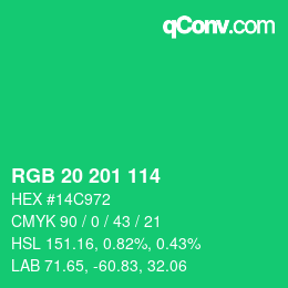 Color code: RGB 20 201 114 | qconv.com
