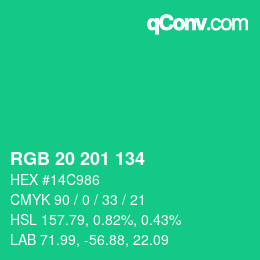 Color code: RGB 20 201 134 | qconv.com
