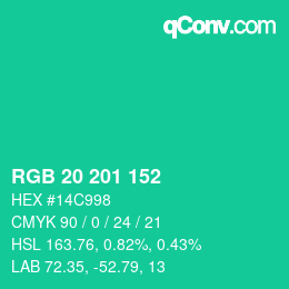 Color code: RGB 20 201 152 | qconv.com