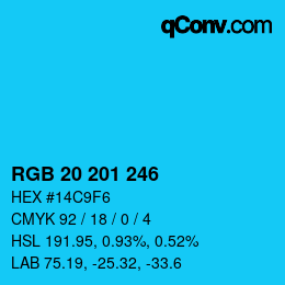 Color code: RGB 20 201 246 | qconv.com