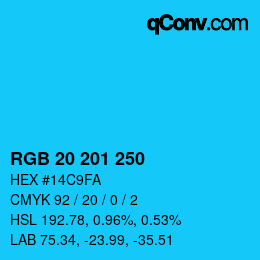 Color code: RGB 20 201 250 | qconv.com