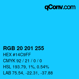 Color code: RGB 20 201 255 | qconv.com