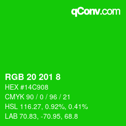 Color code: RGB 20 201 8 | qconv.com
