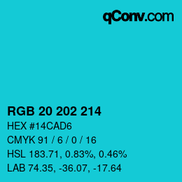 Color code: RGB 20 202 214 | qconv.com