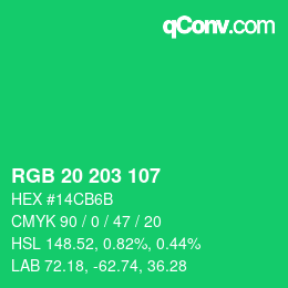 Color code: RGB 20 203 107 | qconv.com