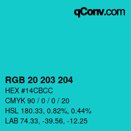 Color code: RGB 20 203 204 | qconv.com