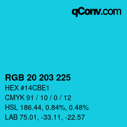 Farbcode: RGB 20 203 225 | qconv.com