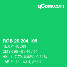 Color code: RGB 20 204 105 | qconv.com