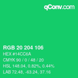 Color code: RGB 20 204 106 | qconv.com