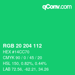 Color code: RGB 20 204 112 | qconv.com