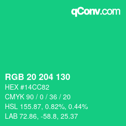 Color code: RGB 20 204 130 | qconv.com