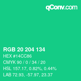 Color code: RGB 20 204 134 | qconv.com