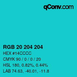 Color code: RGB 20 204 204 | qconv.com