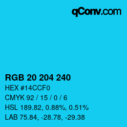 Color code: RGB 20 204 240 | qconv.com