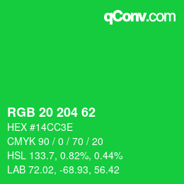 Color code: RGB 20 204 62 | qconv.com
