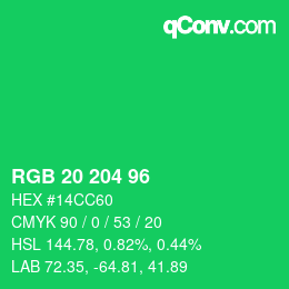 Color code: RGB 20 204 96 | qconv.com