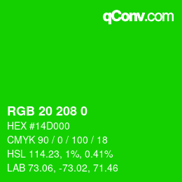 Color code: RGB 20 208 0 | qconv.com