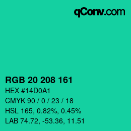 Farbcode: RGB 20 208 161 | qconv.com