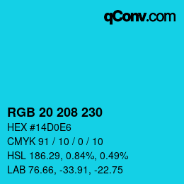 Farbcode: RGB 20 208 230 | qconv.com