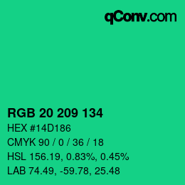 Color code: RGB 20 209 134 | qconv.com