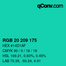 Farbcode: RGB 20 209 175 | qconv.com