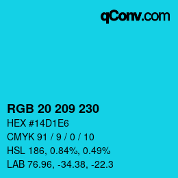 Farbcode: RGB 20 209 230 | qconv.com
