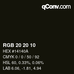 Color code: RGB 20 20 10 | qconv.com