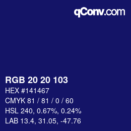 Color code: RGB 20 20 103 | qconv.com