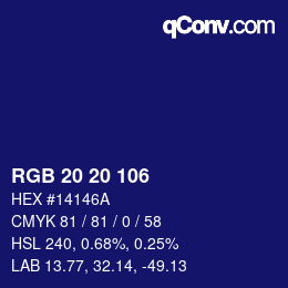 Color code: RGB 20 20 106 | qconv.com