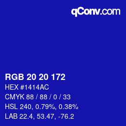 Color code: RGB 20 20 172 | qconv.com