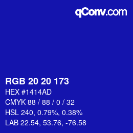 Color code: RGB 20 20 173 | qconv.com