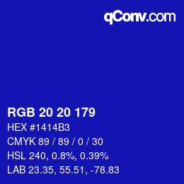 Color code: RGB 20 20 179 | qconv.com