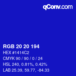 Color code: RGB 20 20 194 | qconv.com