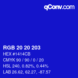 Color code: RGB 20 20 203 | qconv.com
