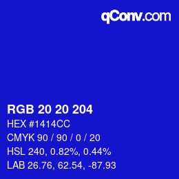 カラーコード: RGB 20 20 204 | qconv.com